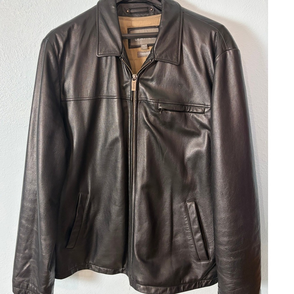 Wilsons Leather Mens Black Thinsulate Insulated Full Zip Jacket 2XLT Tall Moto